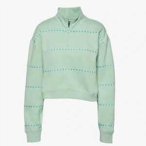 Me. Melody Ehsani Mint Green‎ Logo Fleece Pullover Half Zip Cropped XL